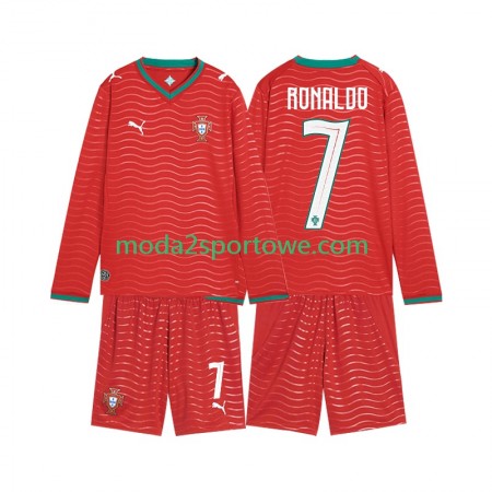 Koszulka Portugalia Cristiano Ronaldo 7 Dziecięcy Domowe Stroje Piłkarskie World Cup 2026 Długi Rękaw